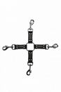 Ouch by Shots Toys - 4 Way Leather Hog Tie Cross - Black - Stag Shop