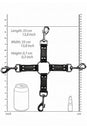 Ouch by Shots Toys - 4 Way Leather Hog Tie Cross - Black - Stag Shop