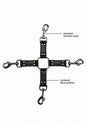 Ouch by Shots Toys - 4 Way Leather Hog Tie Cross - Black - Stag Shop