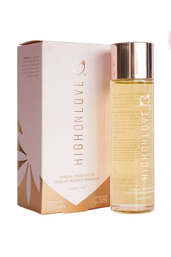 HighOnLove - Sensual Hemp Massage Oil - 4oz - White Chocolate - Stag Shop