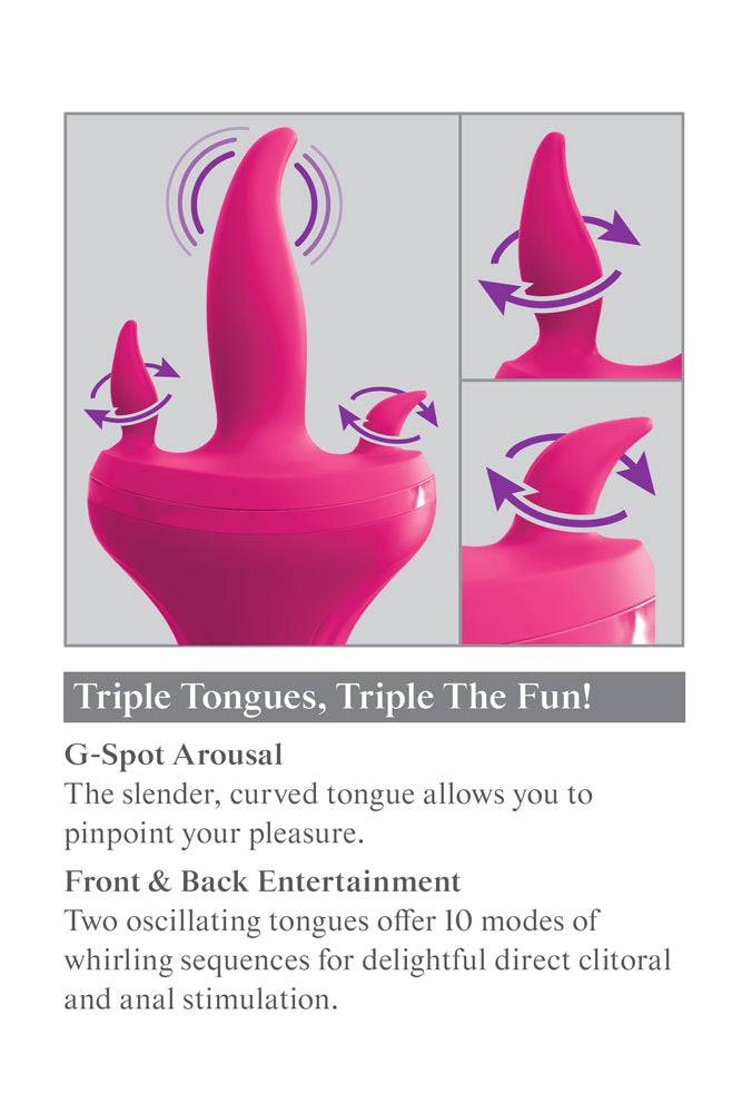 Pipedream - 3Some - Holey Trinity Triple Tongue Vibrator - Pink - Stag Shop