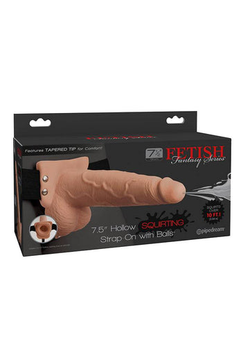 Pipedream - Fetish Fantasy - 7.5 Inch Hollow Squirting Strap-On - Beige - Stag Shop