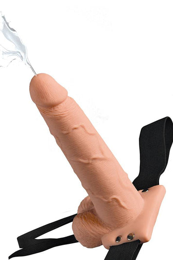 Pipedream - Fetish Fantasy - 7.5 Inch Hollow Squirting Strap-On - Beige - Stag Shop
