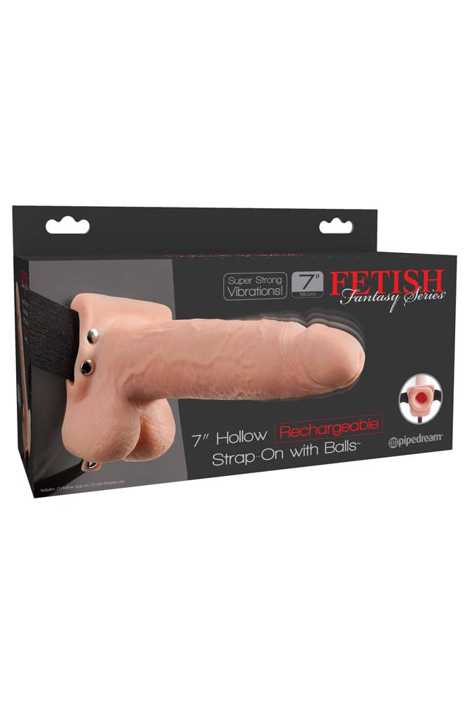 Pipedream - Fetish Fantasy -  7 Inch Hollow Rechargeable Vibrating Strap-On - Beige - Stag Shop