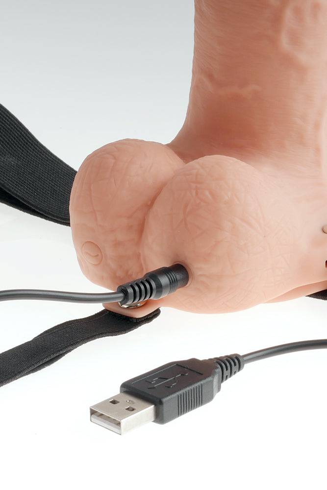 Pipedream - Fetish Fantasy -  7 Inch Hollow Rechargeable Vibrating Strap-On - Beige - Stag Shop