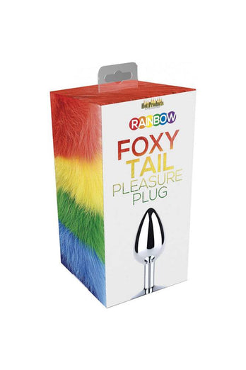Hott Products - Rainbow Foxy Tail Butt Plug - Stainless Steel - Stag Shop