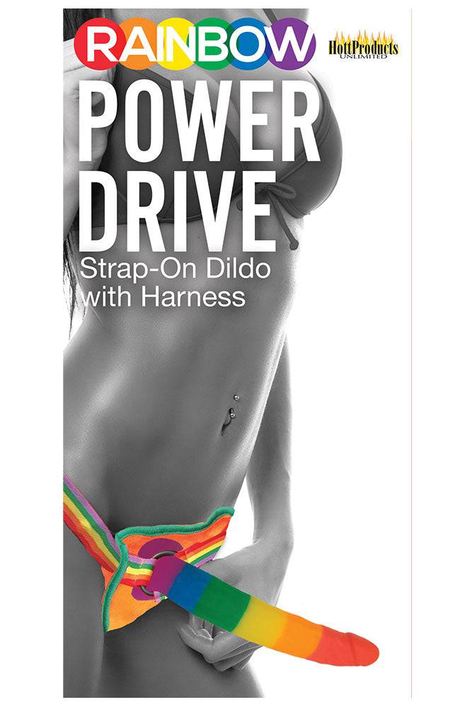Hott Products - Rainbow Power Drive Strap-On Dildo - Stag Shop