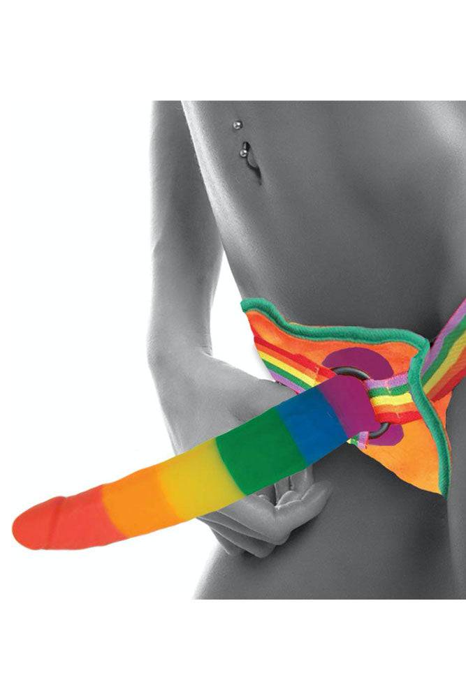 Hott Products - Rainbow Power Drive Strap-On Dildo - Stag Shop