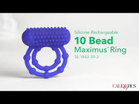 Cal Exotics - Couples Enhancer - Rechargeable 10 Bead Maximus Ring - Blue