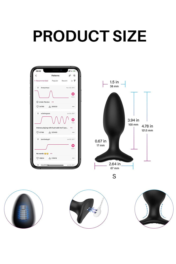 Lovense - Hush 2 Bluetooth Vibrating 1.5 Butt Plug - Black - Stag Shop