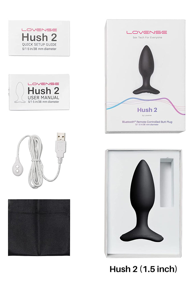 Lovense - Hush 2 Bluetooth Vibrating 1.5 Butt Plug - Black - Stag Shop