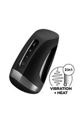Satisfyer - Men's Heating & Vibrating Masturbator - Black - Stag Shop