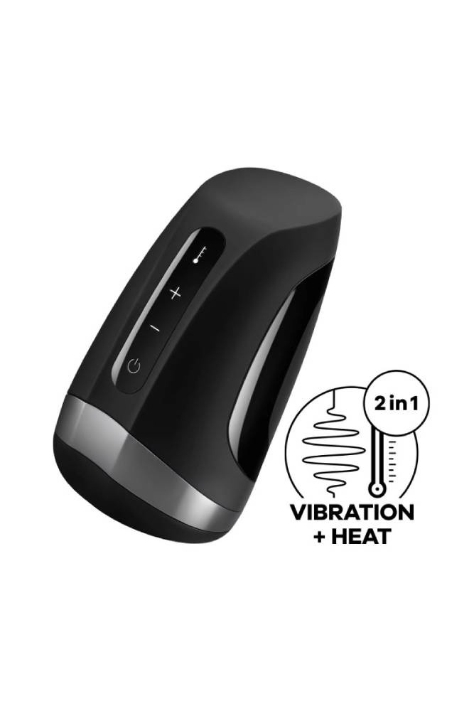 Satisfyer - Men's Heating & Vibrating Masturbator - Black - Stag Shop