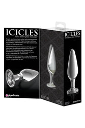 Pipedream - Icicles - No. 26 - Tapered Glass Butt Plug - Clear - Stag Shop