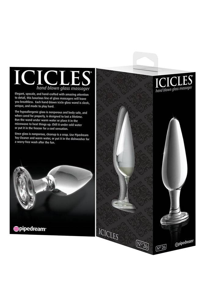 Pipedream - Icicles - No. 26 - Tapered Glass Butt Plug - Clear - Stag Shop