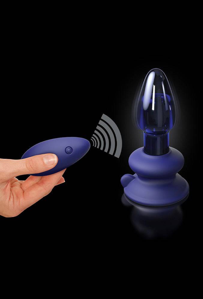 Pipedream - Icicles - No. 85 - Remote Control Vibrating Glass Butt Plug - Blue - Stag Shop