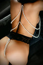 Fantasy Lingerie - Vixen - I Kissed a Pearl Crotchless Pearl Teddy - Black - Stag Shop