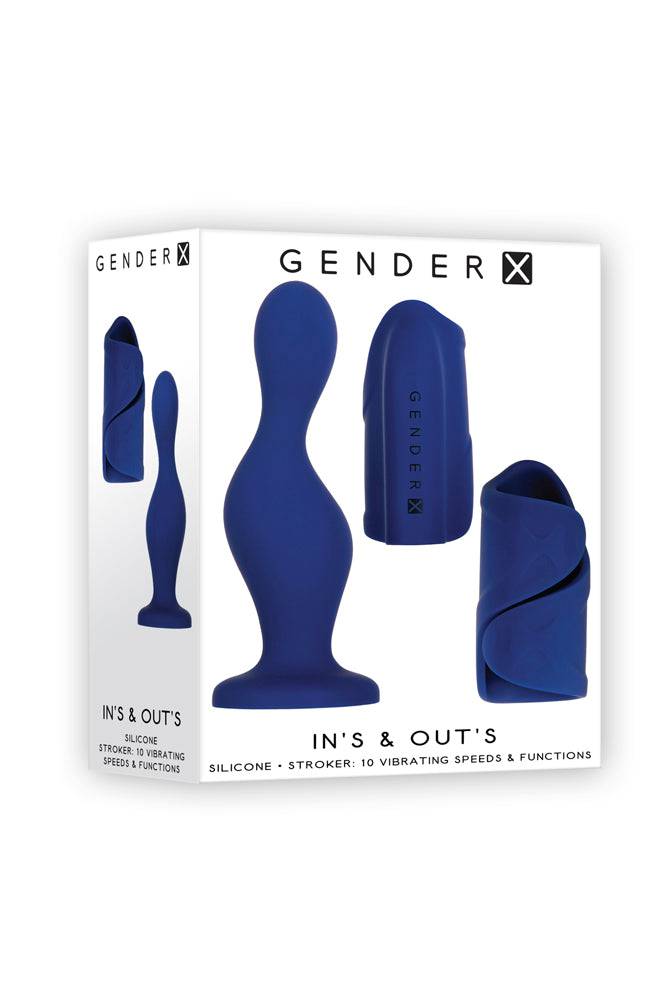 Evolved - Gender X - Ins & Outs Dildo & Stroker Set - Blue - Stag Shop