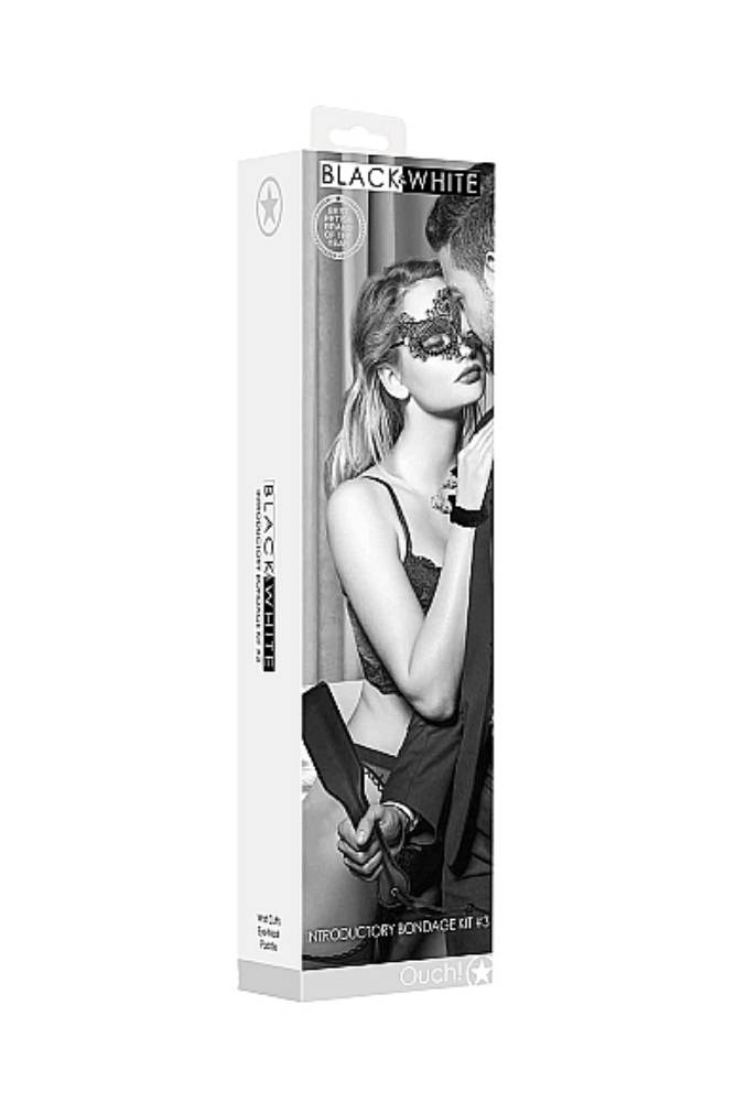 Ouch by Shots Toys - Black & White - Introductory Bondage Kit #3 - Black - Stag Shop