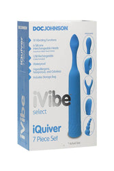 Doc Johnson - iVibe - iQuiver - 7 Piece Interchangeable Vibrator Set - Periwinkle Blue - Stag Shop
