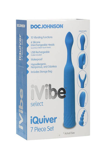 Doc Johnson - iVibe - iQuiver - 7 Piece Interchangeable Vibrator Set - Periwinkle Blue - Stag Shop