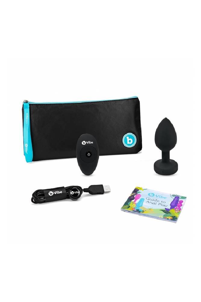 B-Vibe - RC Vibrating Jewel Butt Plug - M/L - Black - Stag Shop
