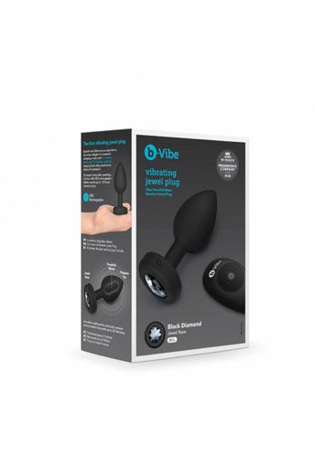 B-Vibe - RC Vibrating Jewel Butt Plug - M/L - Black - Stag Shop