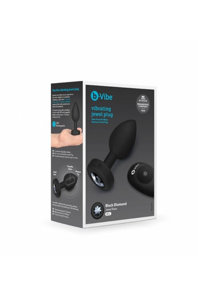 B-Vibe - RC Vibrating Jewel Butt Plug - M/L - Black - Stag Shop