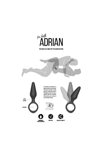 Shots Toys - Jil - Adrian Flexible Butt Plug and Cockring - Black - Stag Shop