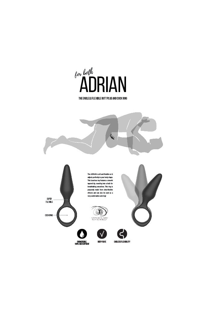 Shots Toys - Jil - Adrian Flexible Butt Plug and Cockring - Black - Stag Shop