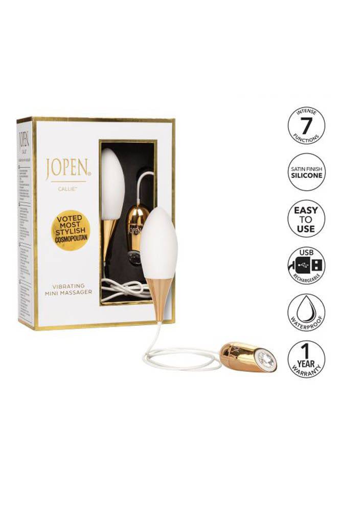 Jopen - Callie - Vibrating Mini Massager - White/Gold - Stag Shop