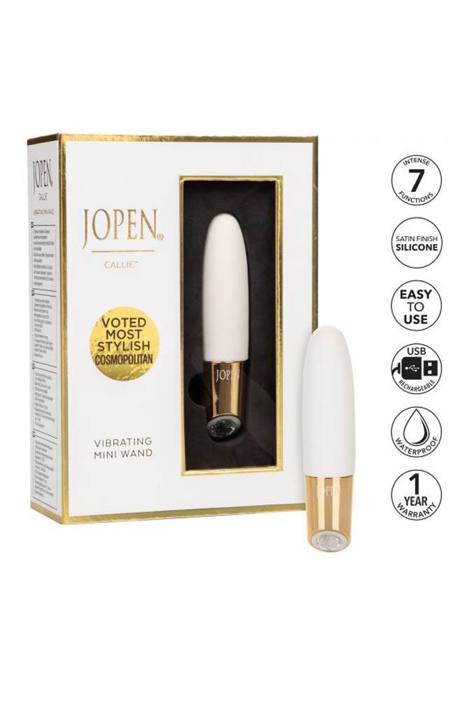 Jopen - Callie - Vibrating Mini Wand - White/Gold - Stag Shop