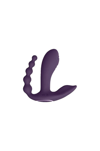 Shots Toys - VIVE - Kata Remote Controlled Pulse Wave Double Penetration Vibrator - Purple - Stag Shop