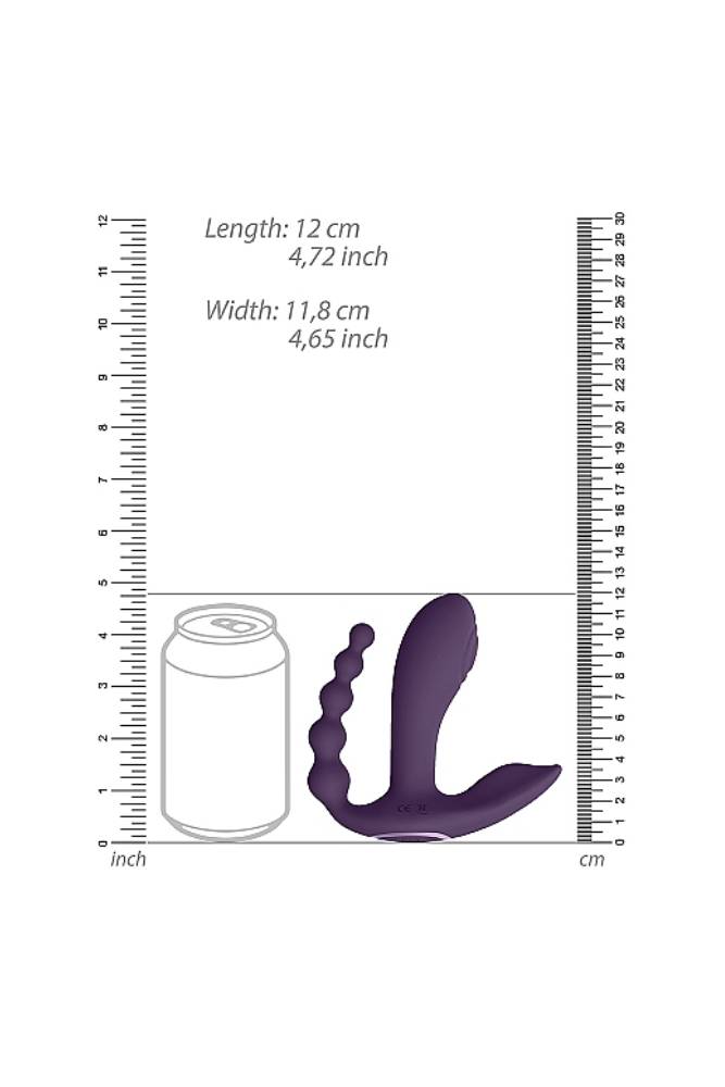 Shots Toys - VIVE - Kata Remote Controlled Pulse Wave Double Penetration Vibrator - Purple - Stag Shop