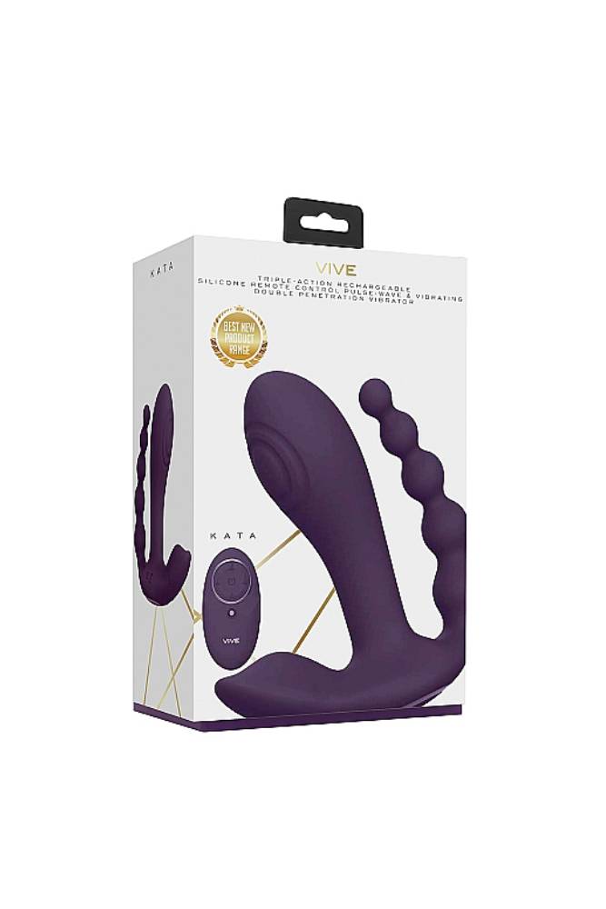 Shots Toys VIVE Kata Remote Controlled Pulse Wave Double Penetration Vibrator Purple