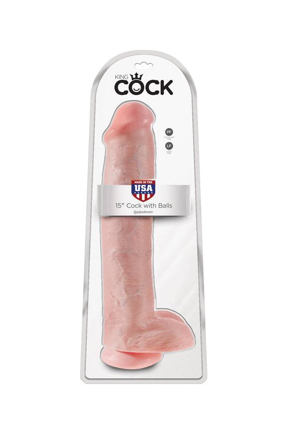 Pipedream - King Cock - Realistic Dildo with Balls - 15 inch - Beige - Stag Shop