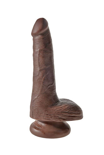 Pipedream - King Cock - Realistic Dildo with Balls - 6 inch - BROWN - Stag Shop