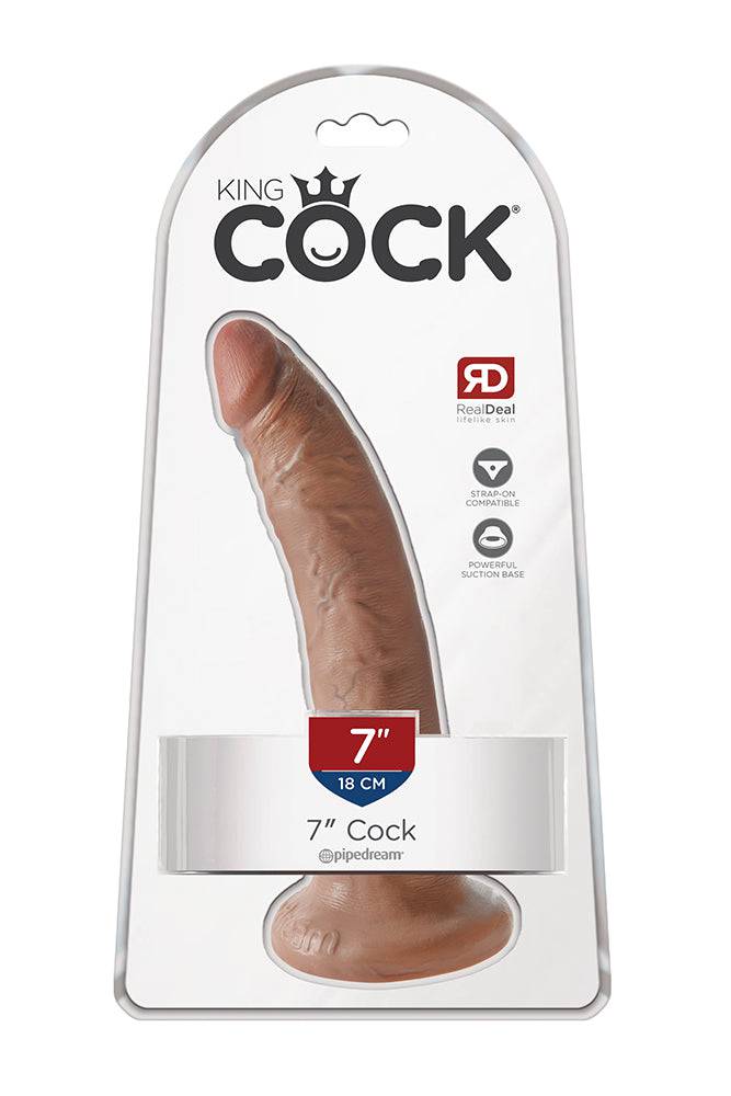 Pipedream - King Cock - Ultra Realistic Dildo - 7 inch - Tan - Stag Shop