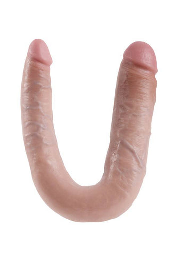 Pipedream - King Cock - Double Trouble Curved Ultra Realistic Double Ended Dildo - Large - Beige - Stag Shop