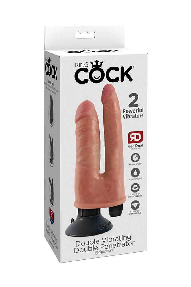 Pipedream - King Cock - Double Vibrating Penetrator Ultra Realistic Dildo - Beige - Stag Shop