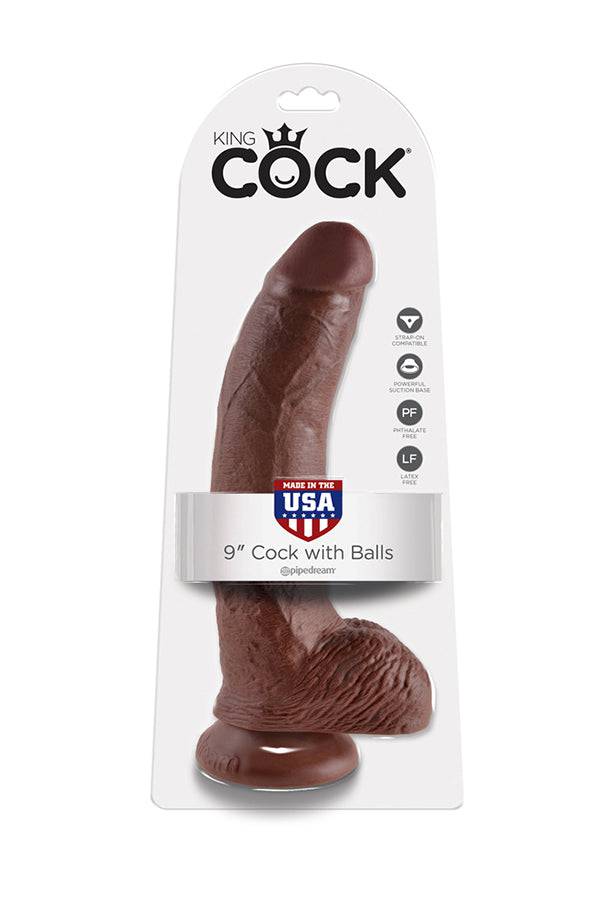 Pipedream - King Cock - Realistic Dildo with Balls - 9 inch - Brown - Stag Shop