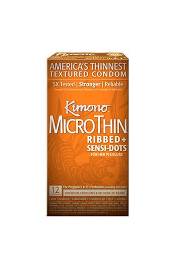 Kimono - MicroThin Ribbed Plus Sensi-Dots - 12 Pack - Stag Shop
