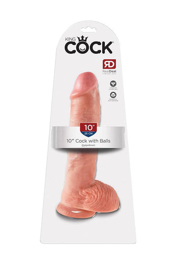 Pipedream - King Cock - Realistic Dildo with Balls - 10 inch - Beige - Stag Shop