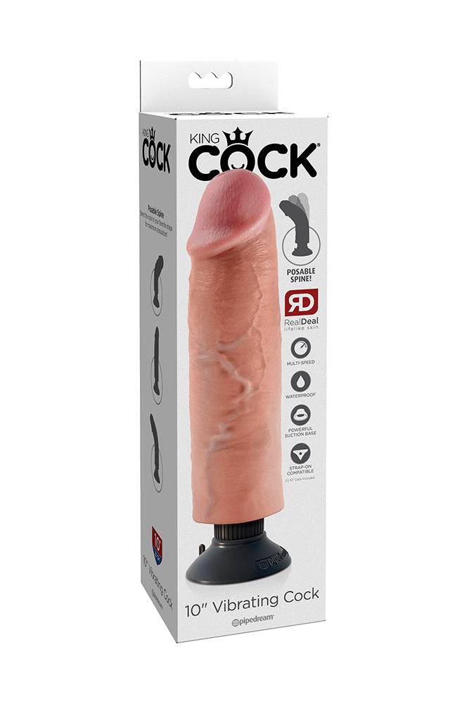 Pipedream - King Cock - Vibrating Realistic Dildo - 10 inch - Beige - Stag Shop