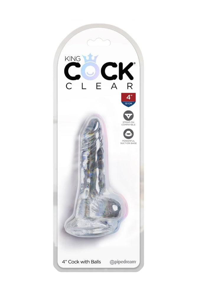 Pipedream - King Cock - Realistic Dildo with Balls - 4 inch - Clear - Stag Shop