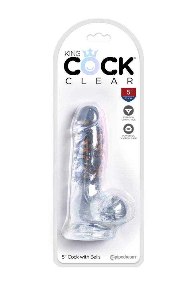 Pipedream - King Cock - Realistic Dildo with Balls - 5 inch - Clear - Stag Shop