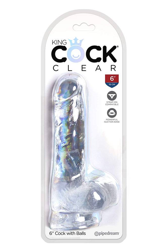 Pipedream - King Cock - Realistic Dildo with Balls - 6 inch - Clear - Stag Shop