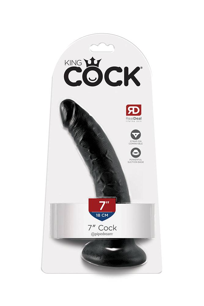 Pipedream - King Cock - Ultra Realistic Dildo - 7 inch - Black - Stag Shop