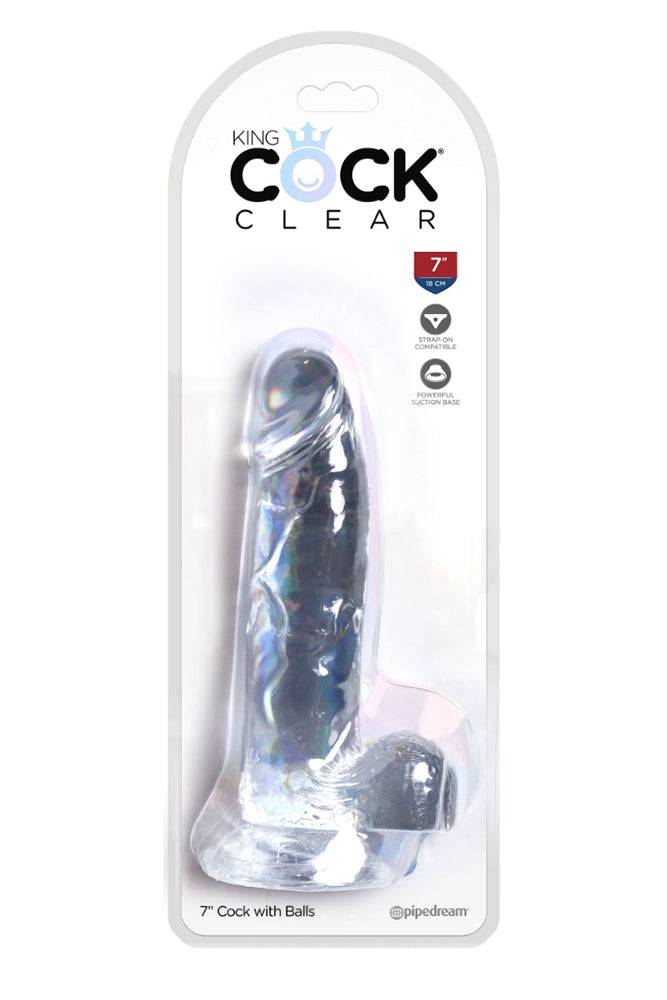Pipedream - King Cock - Realistic Dildo with Balls - 7 inch - Clear - Stag Shop