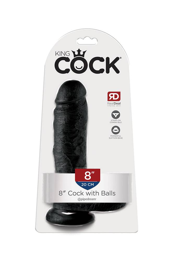 Pipedream - King Cock - Realistic Dildo with Balls - 8 inch - Black - Stag Shop
